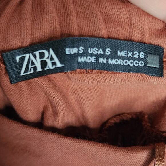 Zara Tiered Cotton Maxi Dress Terracotta Brick Backless Spaghetti Strap Midaxi - Picture 6 of 10